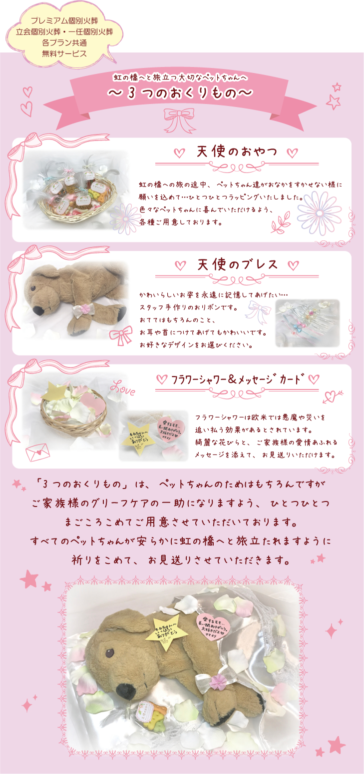虹の橋へと旅立つ大切なペットちゃんへ~3つのおくりもの~